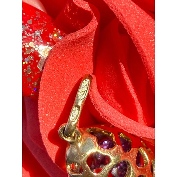 Faberge Gold Plt Violet Purple Egg Pendant Sterling Silver Russian Necklace Jewl - Picture 15 of 16